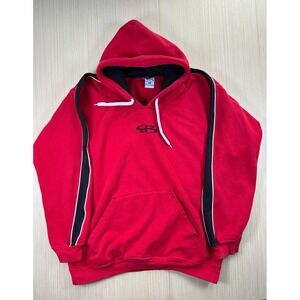 Boombah Hoodie Mens Large Red Cotton Logo Fleece‎ Lined Sweatshirt Drawstring